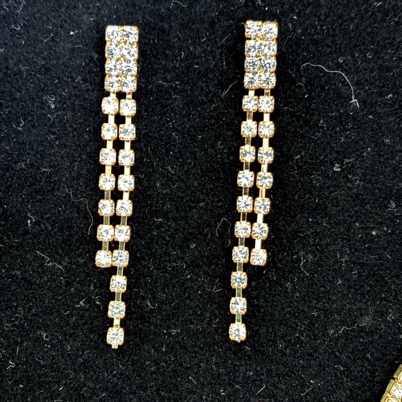 Genuine Crystal Gold (plated) Deco style necklace and earring set - Picture 3 of 3